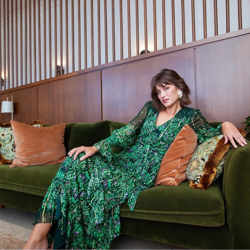 NWT Chic Green Floral Maxi Dress